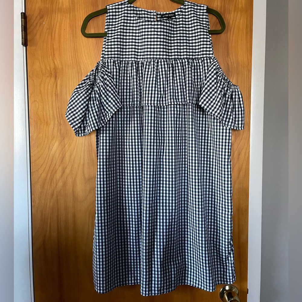Navy Gingham Tank & Off the Shoulder Dress
